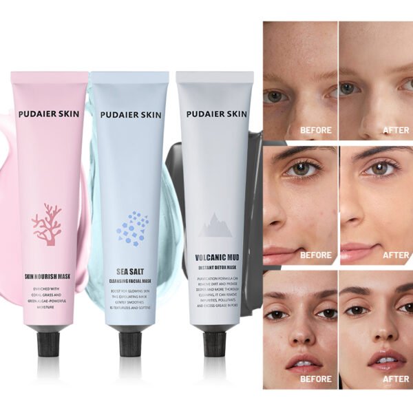 3-in-1 Clay Mask Collection - Choose Your Formula: Volcanic Ash (Gray) | Sea Salt (Blue) | Hydrating Seaweed (Pink) for Customized Skincare